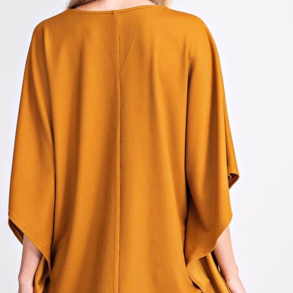 *NEW* MUSTARD V-NECK OVERSIZED KNIT TUNIC WITH DRAPED SLEEVES - Picture 4 of 5